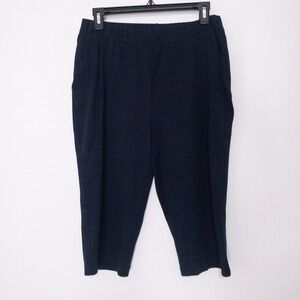 Lands End‎ Sport Knit Cotton Capris Womens M (30x16) Blue Comfort Lounge Pockets